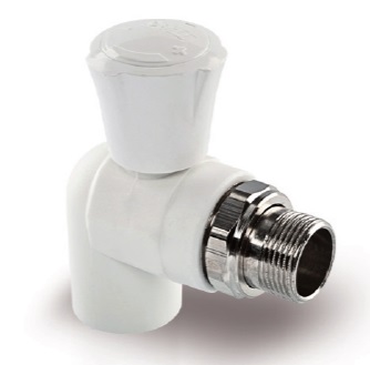 Кран шаровой PP-R TEBO 20х1/2"  угловой со сгоном
