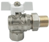 Кран шаровой латунь TIM DE1236N 3/4", бабочка,белая вн/нар, угловой со сгоном