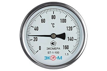 Термометр биметаллический ЭКОМЕРА БТ-1-100, 0-160С, L-100